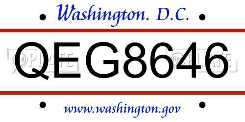 QEG8646 District Of Columbia License Plate