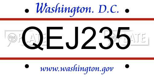 QEJ235 District Of Columbia License Plate