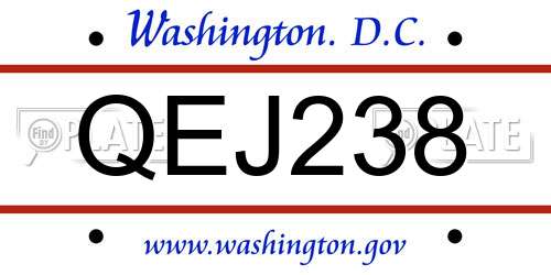 QEJ238 District Of Columbia License Plate