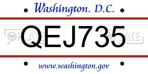 QEJ735 District Of Columbia License Plate