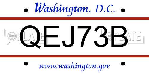 QEJ73B District Of Columbia License Plate