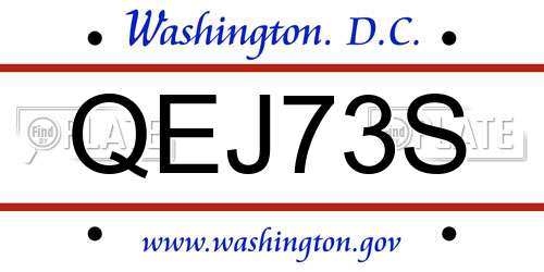 QEJ73S District Of Columbia License Plate