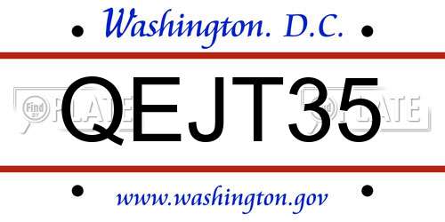 QEJT35 District Of Columbia License Plate