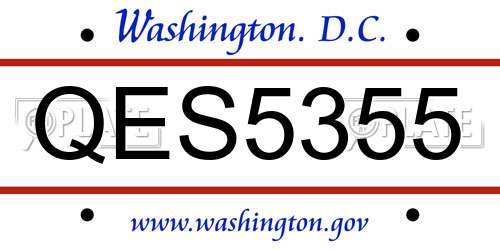 QES5355 District Of Columbia License Plate