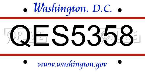 QES5358 District Of Columbia License Plate