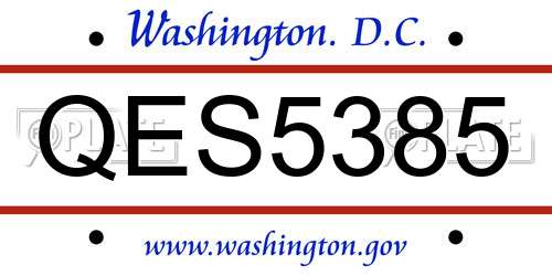 QES5385 District Of Columbia License Plate