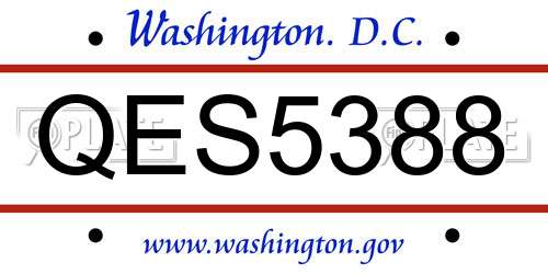 QES5388 District Of Columbia License Plate
