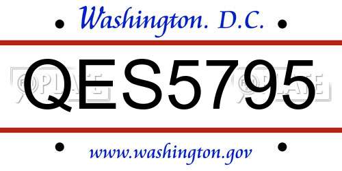 QES5795 District Of Columbia License Plate