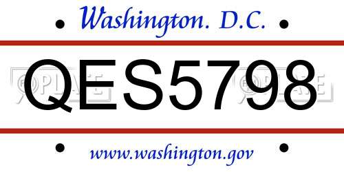 QES5798 District Of Columbia License Plate