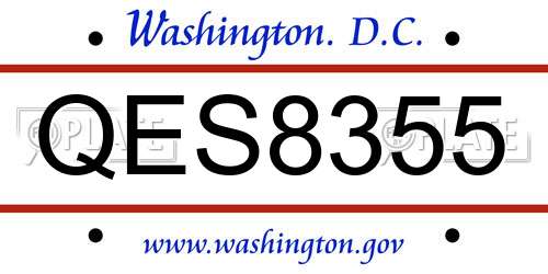 QES8355 District Of Columbia License Plate