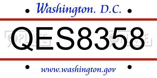 QES8358 District Of Columbia License Plate