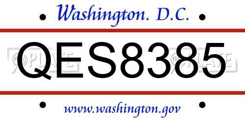 QES8385 District Of Columbia License Plate