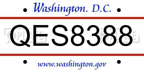QES8388 District Of Columbia License Plate