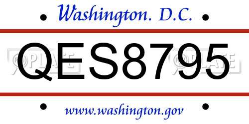 QES8795 District Of Columbia License Plate