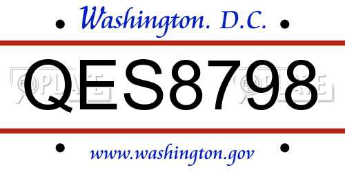 QES8798 District Of Columbia License Plate