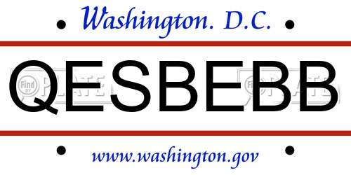 QESBEBB District Of Columbia License Plate