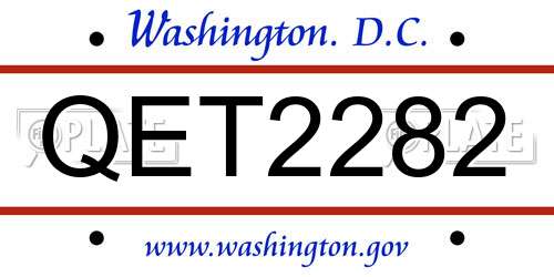 QET2282 District Of Columbia License Plate