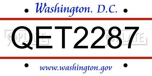 QET2287 District Of Columbia License Plate
