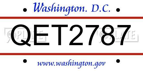 QET2787 District Of Columbia License Plate