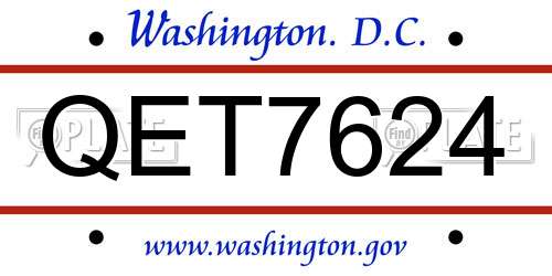 QET7624 District Of Columbia License Plate