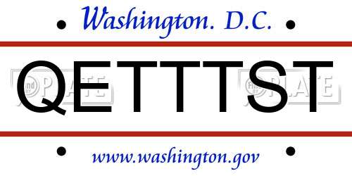 QETTTST District Of Columbia License Plate
