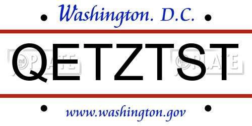 QETZTST District Of Columbia License Plate