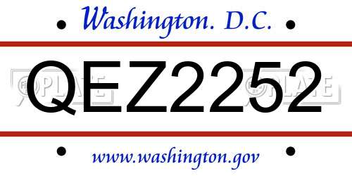 QEZ2252 District Of Columbia License Plate