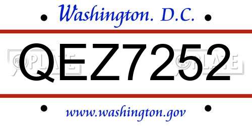 QEZ7252 District Of Columbia License Plate