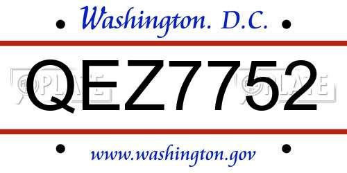 QEZ7752 District Of Columbia License Plate