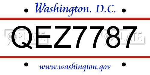 QEZ7787 District Of Columbia License Plate