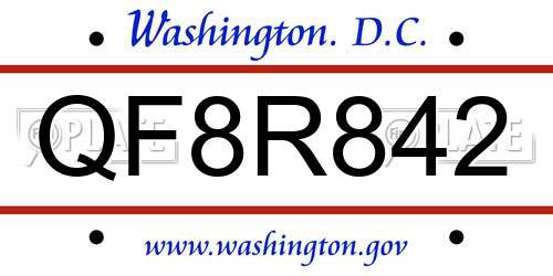 QF8R842 District Of Columbia License Plate