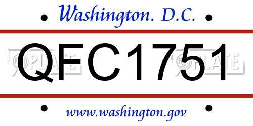 QFC1751 District Of Columbia License Plate