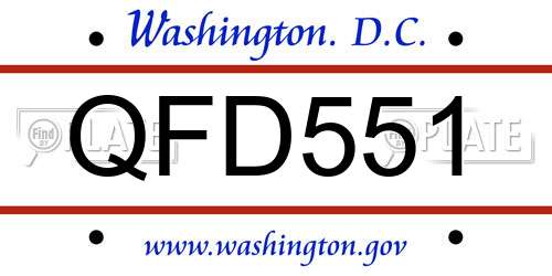 QFD551 District Of Columbia License Plate