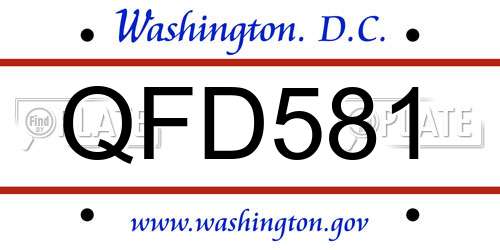 QFD581 District Of Columbia License Plate