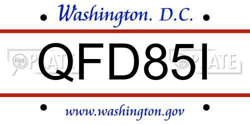QFD85I District Of Columbia License Plate