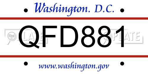 QFD881 District Of Columbia License Plate