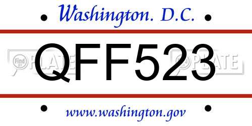 QFF523 District Of Columbia License Plate
