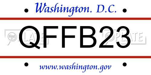 QFFB23 District Of Columbia License Plate