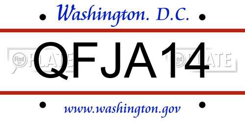 QFJA14 District Of Columbia License Plate