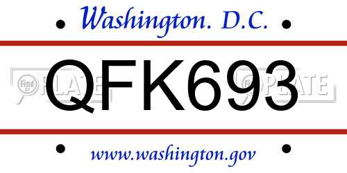 QFK693 District Of Columbia License Plate