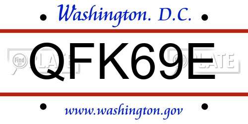 QFK69E District Of Columbia License Plate