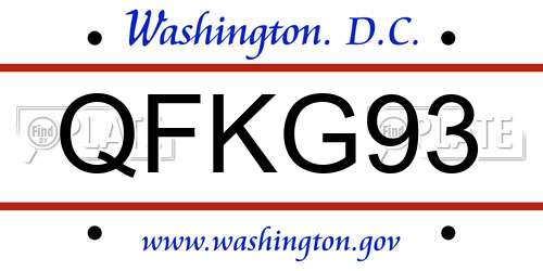 QFKG93 District Of Columbia License Plate