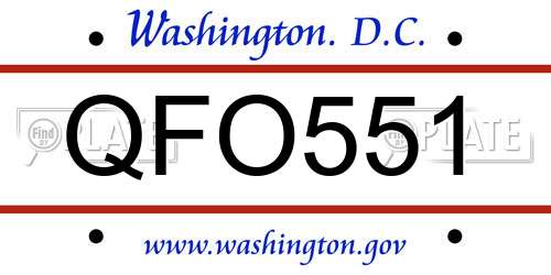 QFO551 District Of Columbia License Plate