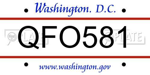 QFO581 District Of Columbia License Plate