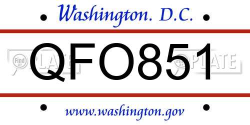 QFO851 District Of Columbia License Plate