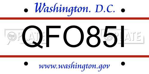 QFO85I District Of Columbia License Plate