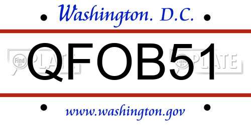 QFOB51 District Of Columbia License Plate