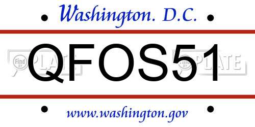 QFOS51 District Of Columbia License Plate