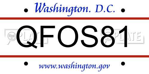 QFOS81 District Of Columbia License Plate