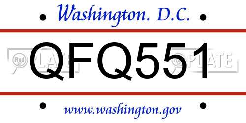 QFQ551 District Of Columbia License Plate